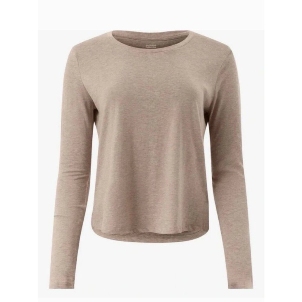 girlfriend collective Long Sleeve Crew Top in Taupe Beige